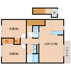 前栽駅 徒歩11分 2階の物件間取画像